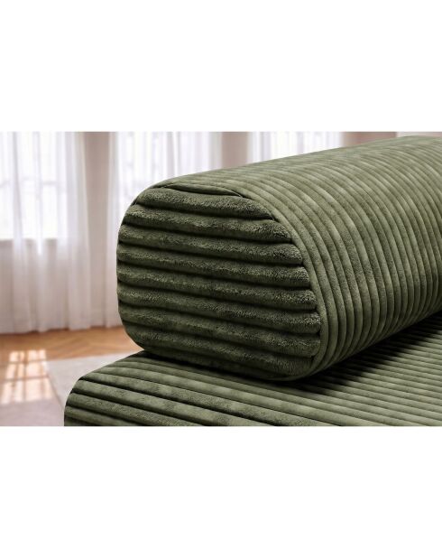Méridienne convertible et modulable en velours côtelé xl Tilia verte - 190x95x70,5 cm
