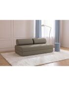 Canapé droit convertible et modulable 3 places en tissu lisse Gemma taupe - 190x95x70,5 cm