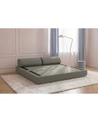 Canapé droit convertible et modulable 3 places en tissu lisse Gemma taupe - 190x95x70,5 cm