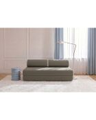 Canapé droit convertible et modulable 3 places en tissu lisse Gemma taupe - 190x95x70,5 cm