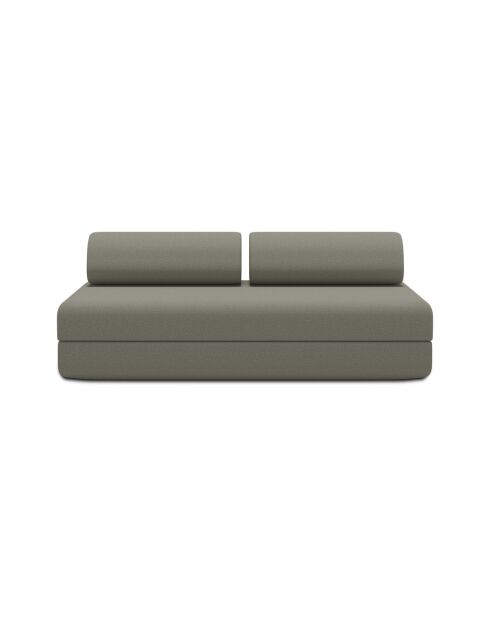 Canapé droit convertible et modulable 3 places en tissu lisse Gemma taupe - 190x95x70,5 cm