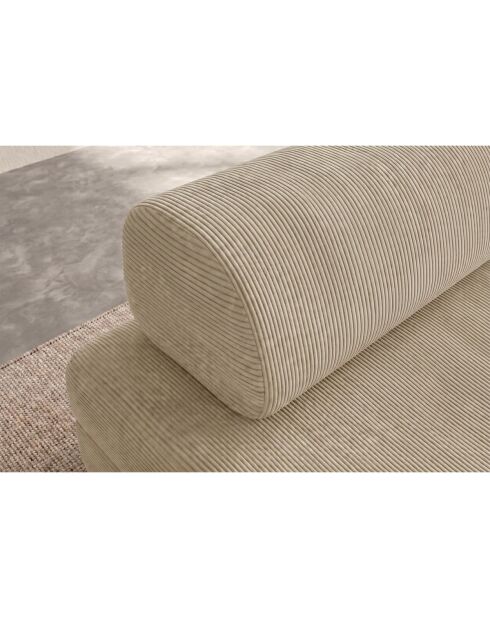 Canapé droit convertible et modulable 2 places en velours côtelé Lincoln beige - 148x95x70,5 cm