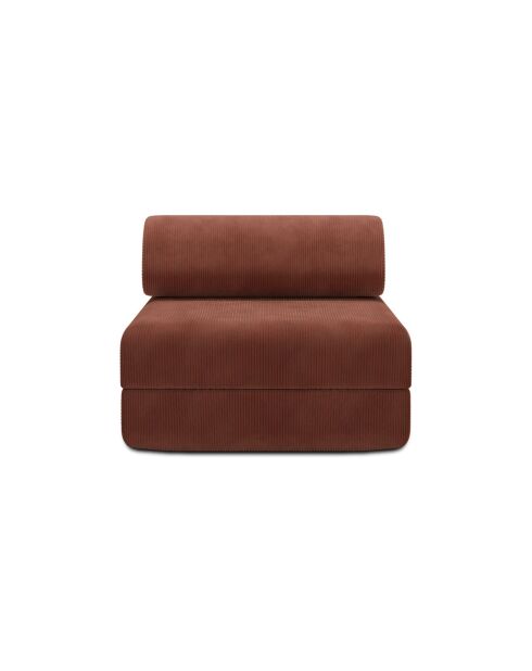 Poltrona Lincoln trasformabile e modulare in velluto a coste in terracotta - 95x95x70,5 cm