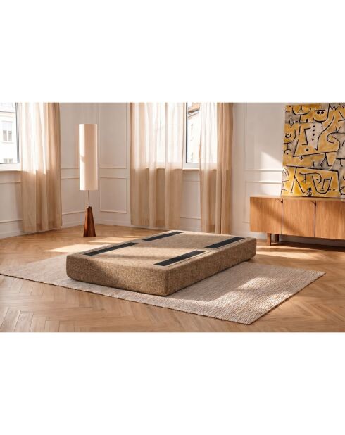 Puf convertible y modular en tela Coco tweed marrón - 95x95x42 cm