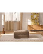 Puf convertible y modular en tela Coco tweed marrón - 95x95x42 cm