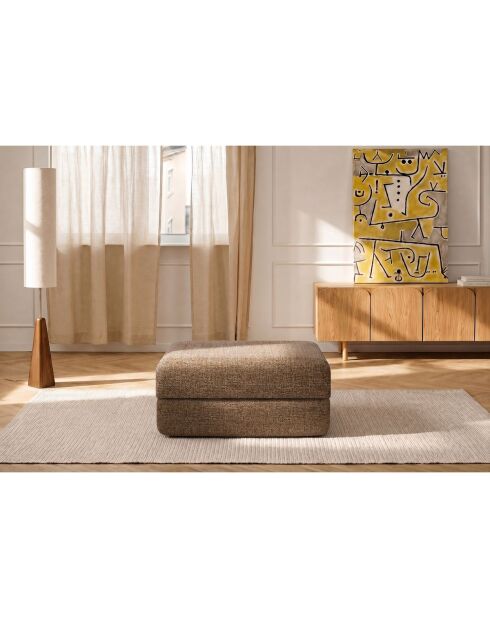 Puf convertible y modular en tela Coco tweed marrón - 95x95x42 cm