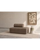Canapé droit convertible et modulable 2 places en velours côtelé Lincoln taupe - 148x95x70,5 cm