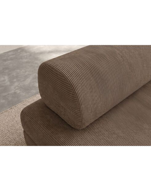 Canapé droit convertible et modulable 2 places en velours côtelé Lincoln taupe - 148x95x70,5 cm
