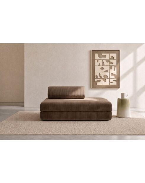 Canapé droit convertible et modulable 2 places en velours côtelé Lincoln taupe - 148x95x70,5 cm