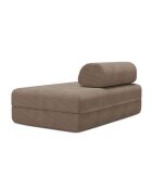 Canapé droit convertible et modulable 2 places en velours côtelé Lincoln taupe - 148x95x70,5 cm