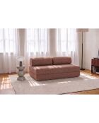 Canapé droit convertible et modulable 3 places en tissu tweed Coco rouge - 190x95x70,5 cm