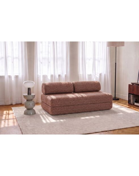 Canapé droit convertible et modulable 3 places en tissu tweed Coco rouge - 190x95x70,5 cm