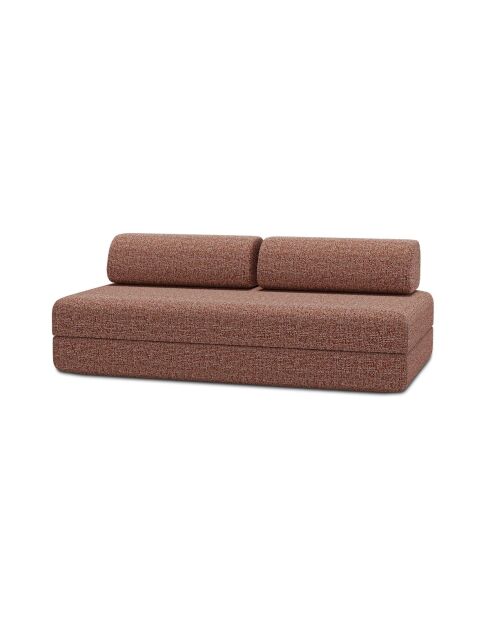 Canapé droit convertible et modulable 3 places en tissu tweed Coco rouge - 190x95x70,5 cm
