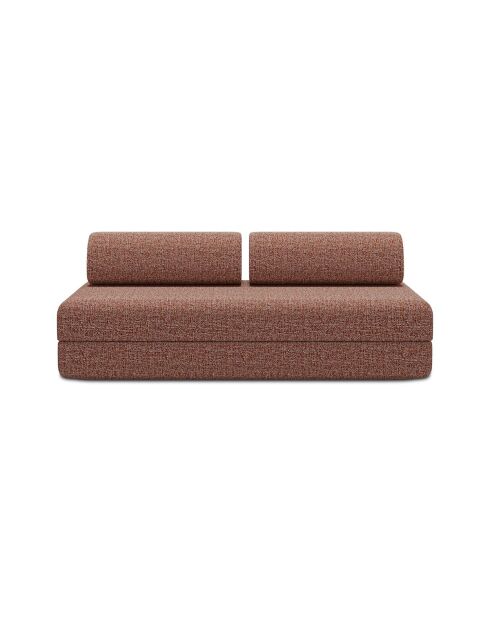 Canapé droit convertible et modulable 3 places en tissu tweed Coco rouge - 190x95x70,5 cm
