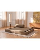 Méridienne convertible et modulable en tissu tweed Coco marron - 190x95x70,5 cm