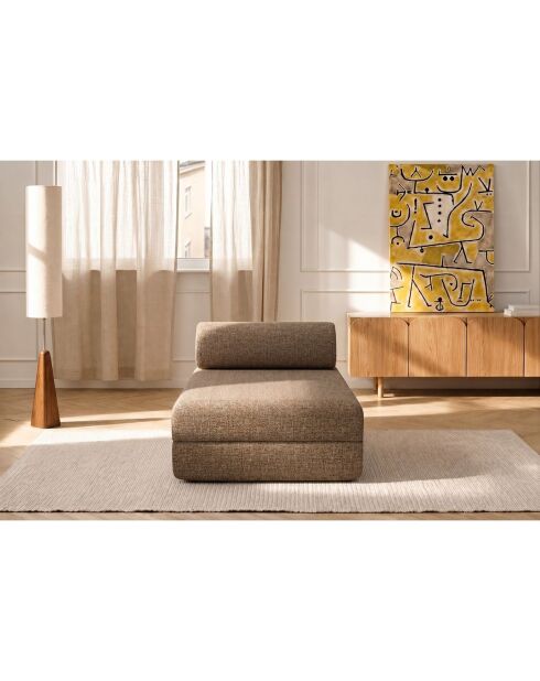 Méridienne convertible et modulable en tissu tweed Coco marron - 190x95x70,5 cm