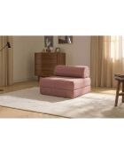 Roze converteerbare en modulaire fauteuil van corduroy Lincoln - 95x95x70,5 cm