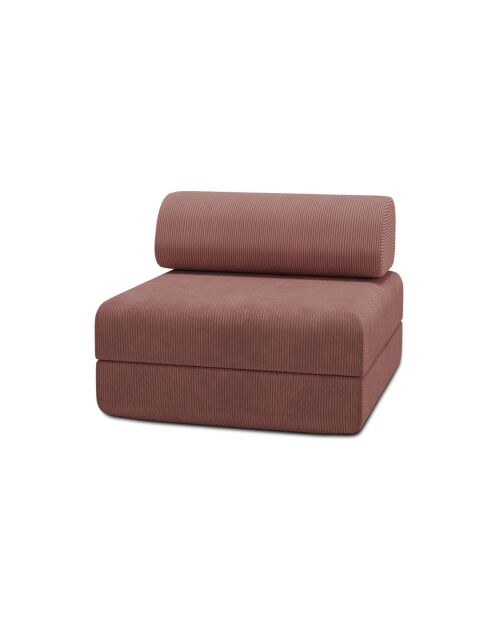 Roze converteerbare en modulaire fauteuil van corduroy Lincoln - 95x95x70,5 cm