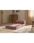 Roze converteerbare en modulaire fauteuil van corduroy Lincoln - 95x95x70,5 cm