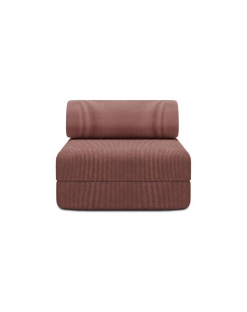 Roze converteerbare en modulaire fauteuil van corduroy Lincoln - 95x95x70,5 cm
