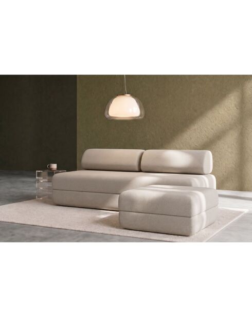 Pouf convertible et modulable en tissu lisse Gemma beige - 95x95x42 cm