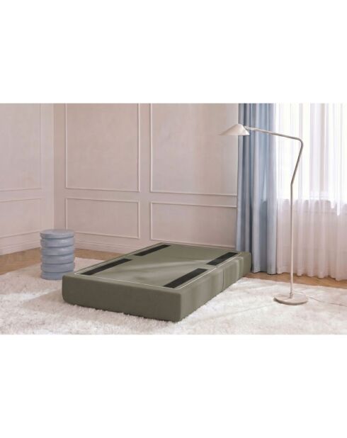 Wandelbarer und modularer Hocker aus glattem Stoff Gemma taupe - 95x95x42 cm