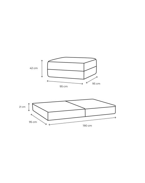 Wandelbarer und modularer Hocker aus glattem grünem Gemma-Stoff - 95x95x42 cm