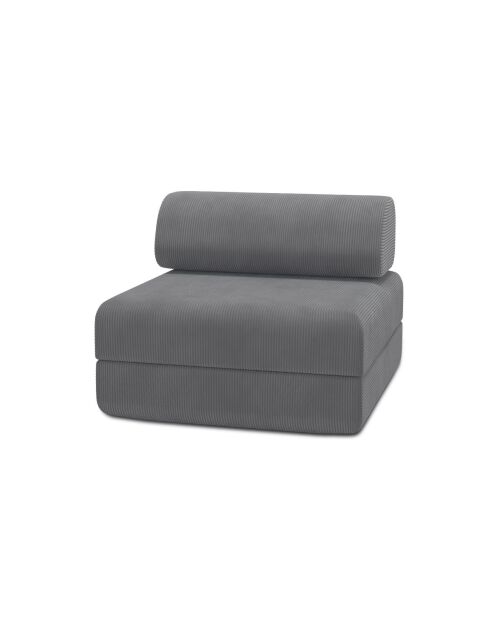 Fauteuil convertible et modulable en velours côtelé Lincoln gris - 95x95x70,5 cm