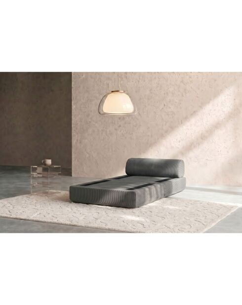 Fauteuil convertible et modulable en velours côtelé Lincoln gris - 95x95x70,5 cm