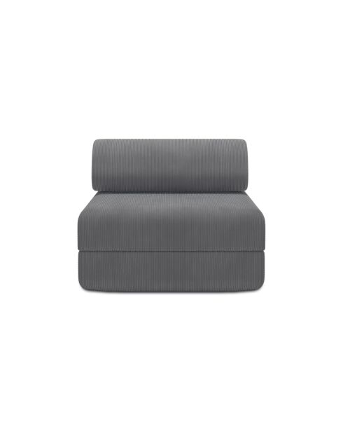 Fauteuil convertible et modulable en velours côtelé Lincoln gris - 95x95x70,5 cm