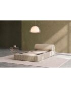 Fauteuil convertible et modulable en velours côtelé xl Tilia beige - 95x95x70,5 cm