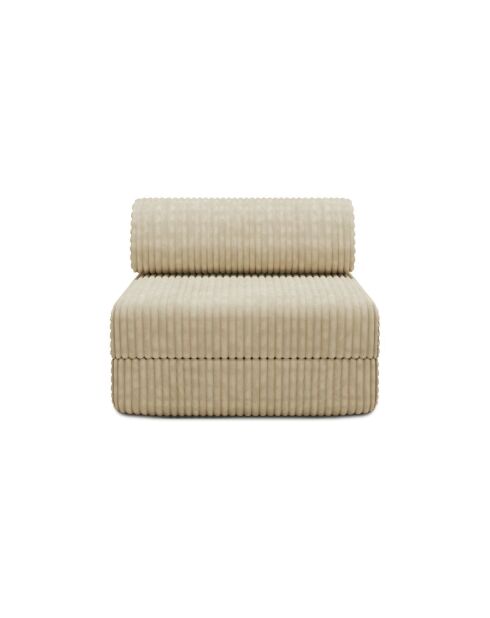 Fauteuil convertible et modulable en velours côtelé xl Tilia beige - 95x95x70,5 cm