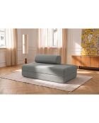 Canapé droit convertible et modulable 2 places en tissu lisse Gemma gris - 148x95x70,5 cm
