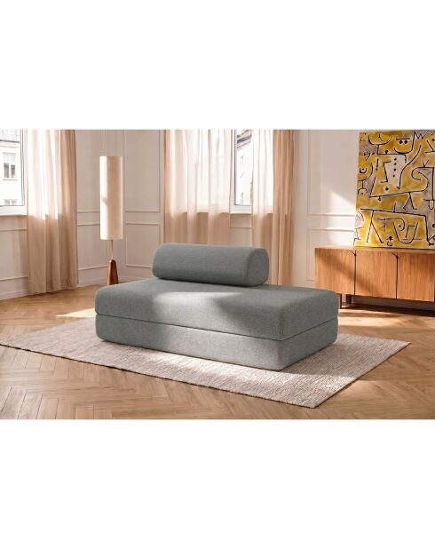 Canapé droit convertible et modulable 2 places en tissu lisse Gemma gris - 148x95x70,5 cm