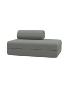 Canapé droit convertible et modulable 2 places en tissu lisse Gemma gris - 148x95x70,5 cm