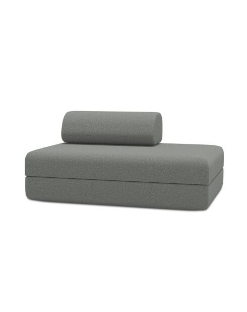 Canapé droit convertible et modulable 2 places en tissu lisse Gemma gris - 148x95x70,5 cm
