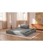 Canapé droit convertible et modulable 2 places en tissu lisse Gemma gris - 148x95x70,5 cm