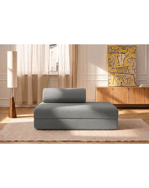 Canapé droit convertible et modulable 2 places en tissu lisse Gemma gris - 148x95x70,5 cm