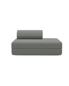 Canapé droit convertible et modulable 2 places en tissu lisse Gemma gris - 148x95x70,5 cm