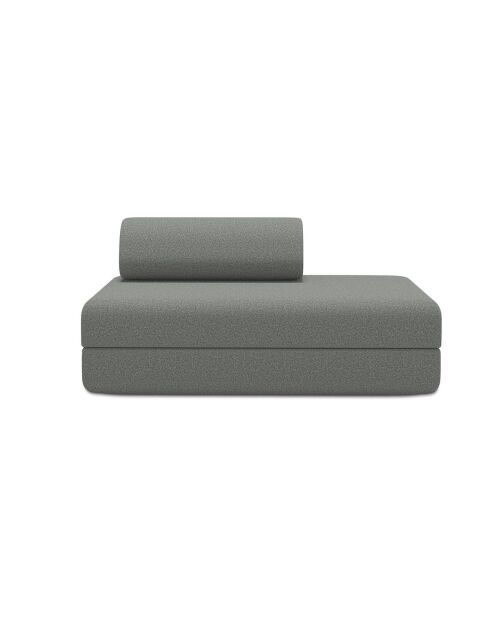 Canapé droit convertible et modulable 2 places en tissu lisse Gemma gris - 148x95x70,5 cm