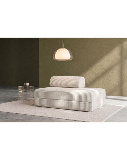 Canapé droit convertible et modulable 2 places en velours côtelé xl Tilia blanc - 148x95x70,5 cm