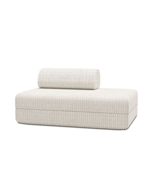 Canapé droit convertible et modulable 2 places en velours côtelé xl Tilia blanc - 148x95x70,5 cm