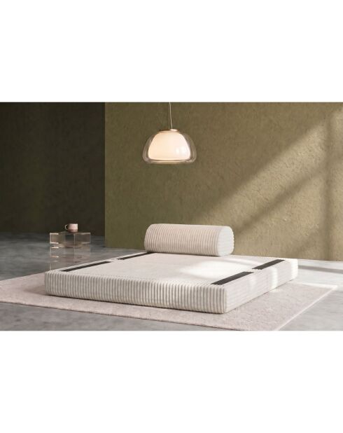 Canapé droit convertible et modulable 2 places en velours côtelé xl Tilia blanc - 148x95x70,5 cm