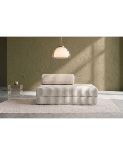 Canapé droit convertible et modulable 2 places en velours côtelé xl Tilia blanc - 148x95x70,5 cm