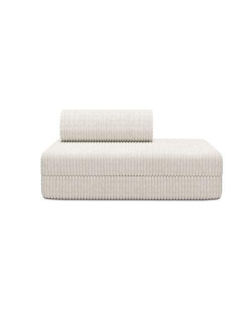 Canapé droit convertible et modulable 2 places en velours côtelé xl Tilia blanc - 148x95x70,5 cm