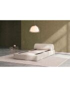 Fauteuil convertible et modulable en velours côtelé Lincoln blanc - 95x95x70,5 cm