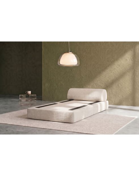 Fauteuil convertible et modulable en velours côtelé Lincoln blanc - 95x95x70,5 cm