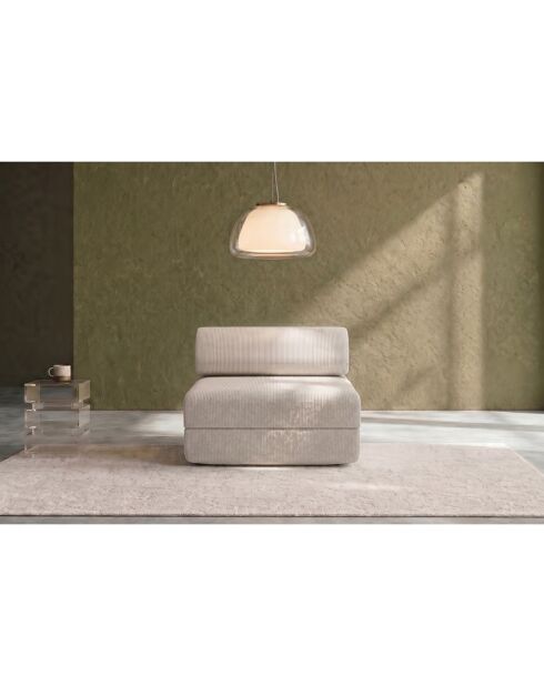 Fauteuil convertible et modulable en velours côtelé Lincoln blanc - 95x95x70,5 cm