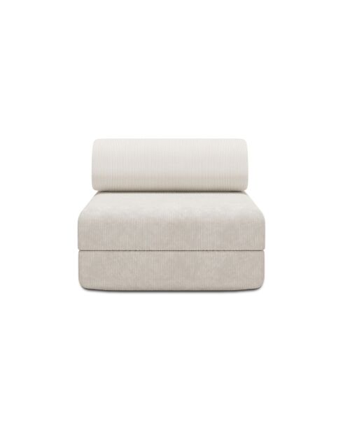 Fauteuil convertible et modulable en velours côtelé Lincoln blanc - 95x95x70,5 cm
