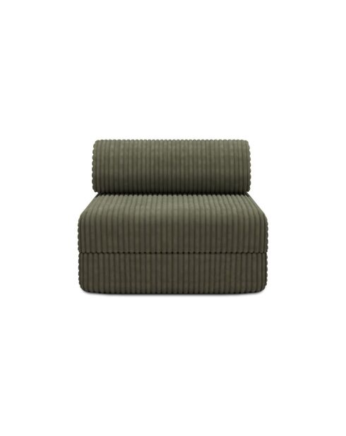 Fauteuil convertible et modulable en velours côtelé xl Tilia vert - 95x95x70,5 cm